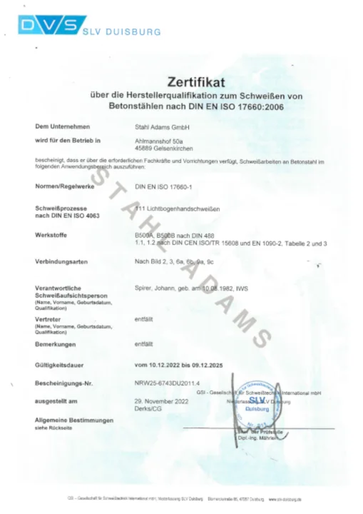 Zertifikat EN 17660-1