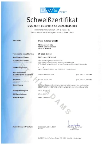 Zertifikat EN1090