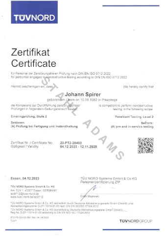 Zertifikat PT